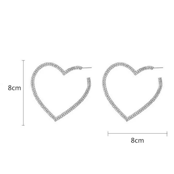 🎀Gorgeous Large Heart Rhinestones Hoop Earings - Picture 5 of 8